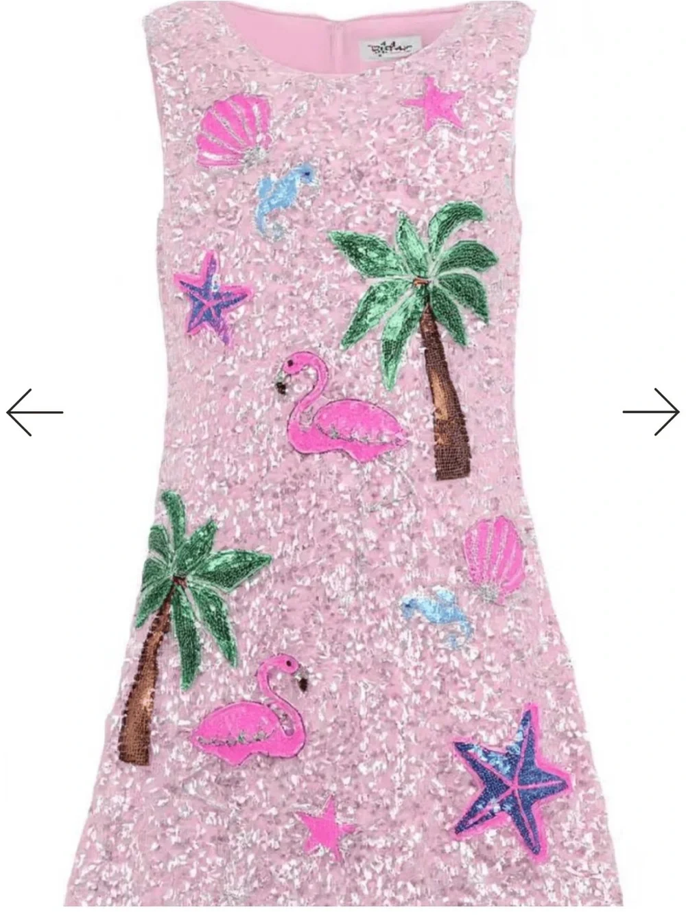 Lola + The Boys Pink Sequin Dress with Mermaid and Star Patches